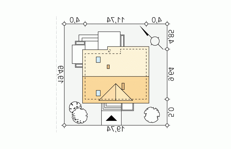 Projekt domu tradycyjnego Ibis 2 - Usytuowanie - wersja lustrzana