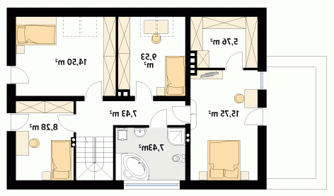 Rzut projektu Calineczka 4 - wersja lustrzana