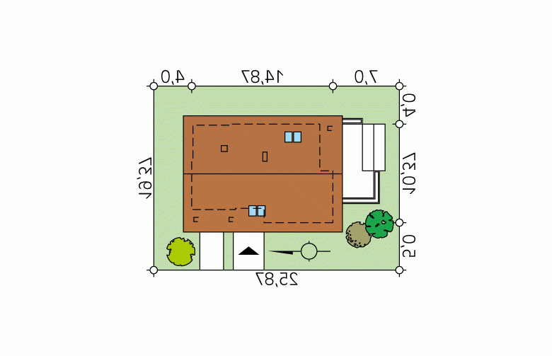 Projekt domu tradycyjnego Storczyk MC - Usytuowanie - wersja lustrzana