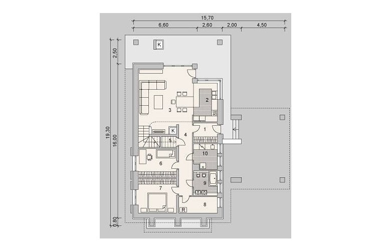 Projekt domu wielorodzinnego LK&1109 - rzut parteru