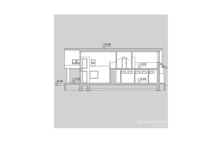 Projekt domu wielorodzinnego LK&1109 - przekrój 1