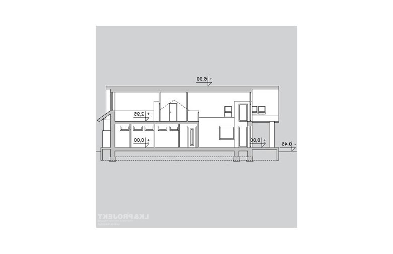 Projekt domu wielorodzinnego LK&1109 - przekrój 1