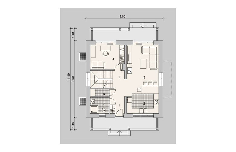 Projekt domu wielorodzinnego LK&1118 - rzut parteru