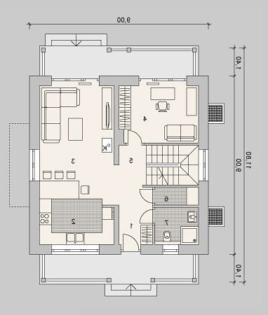 RZUT PARTERU LK&1118 - wersja lustrzana