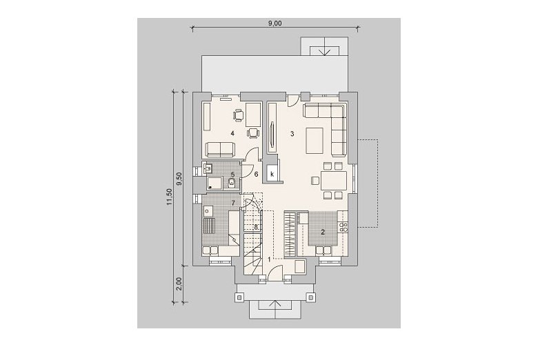 Projekt domu wielorodzinnego LK&1119 - rzut parteru