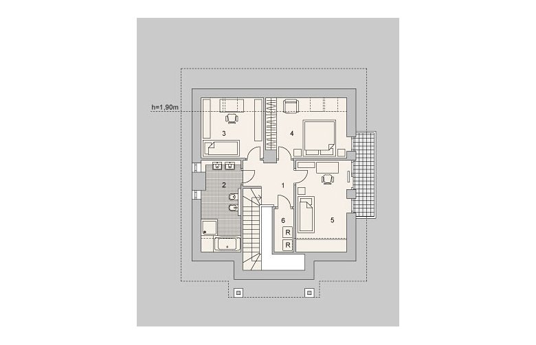 Projekt domu wielorodzinnego LK&1119 - rzut poddasza