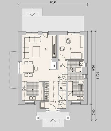 RZUT PARTERU LK&1119 - wersja lustrzana