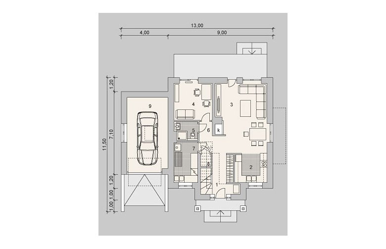 Projekt domu wielorodzinnego LK&1120 - rzut parteru