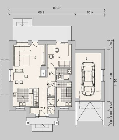 RZUT PARTERU LK&1120 - wersja lustrzana