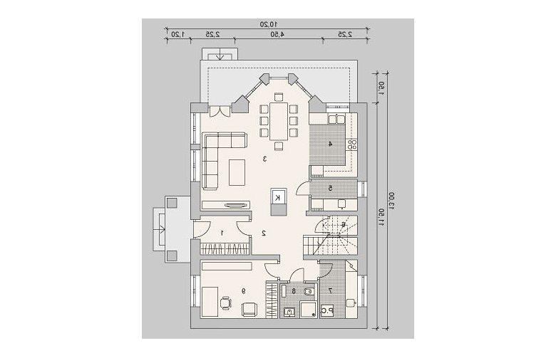 Projekt domu wielorodzinnego LK&1122 - rzut parteru