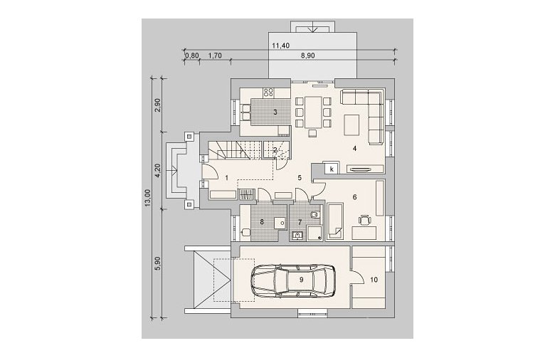 Projekt domu wielorodzinnego LK&1124 - rzut parteru