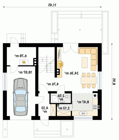 Rzut projektu Jeżyna 3 - wersja lustrzana