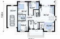 Projekt domu z bala Z10 D sdu GL - rzut parteru
