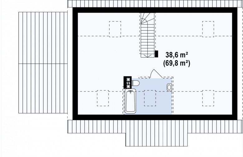 Projekt domu parterowego Z12 GL zg - rzut poddasza