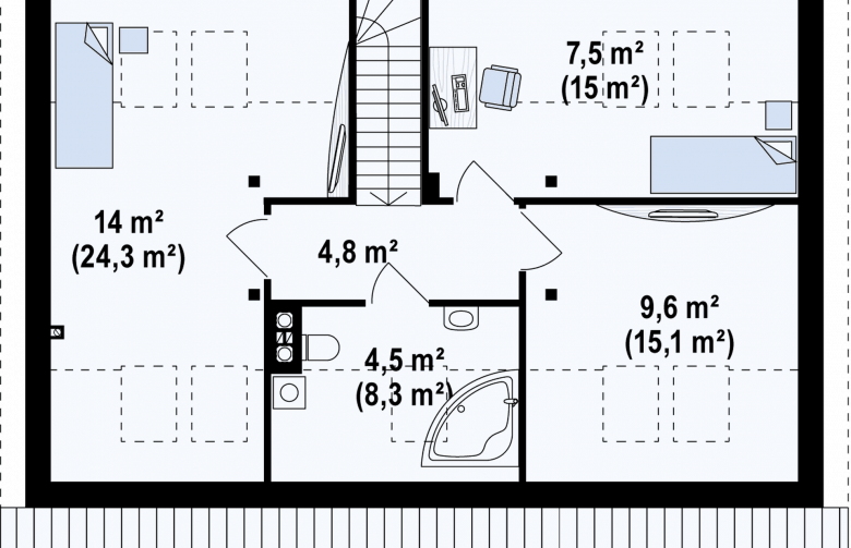 Projekt domu z poddaszem Z12 P - rzut poddasza