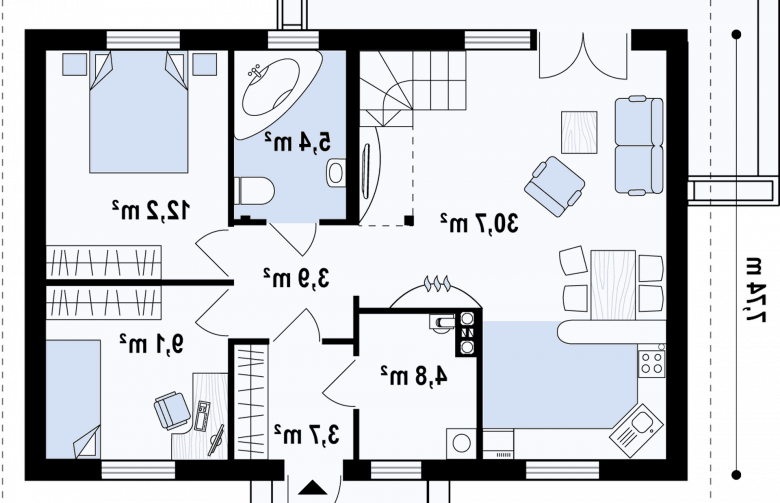 Projekt domu z poddaszem Z12 P - rzut parteru