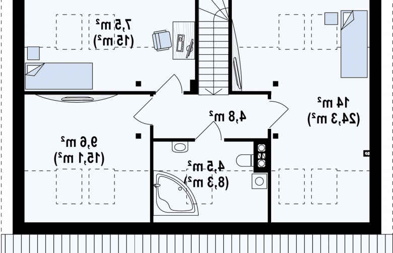 Projekt domu z poddaszem Z12 P - rzut poddasza