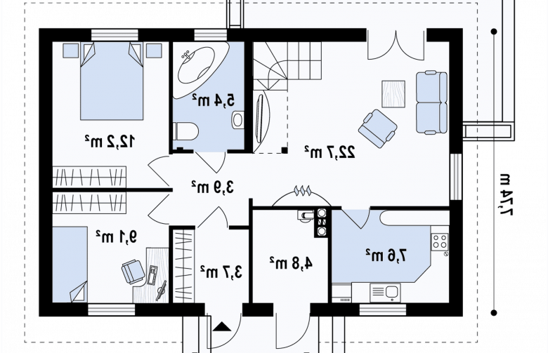 Projekt domu z poddaszem Z12 P h+ - rzut parteru