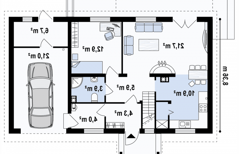 Projekt domu z poddaszem Z14 GP p - rzut parteru