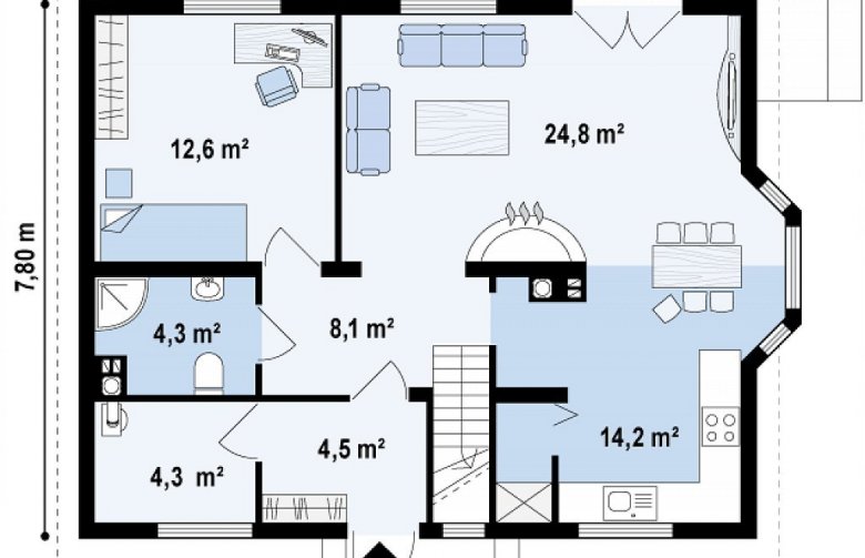 Projekt domu z bala Z14 DL wbl - rzut parteru