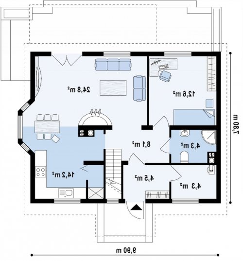 RZUT PARTERU Z14 DL wbl - wersja lustrzana