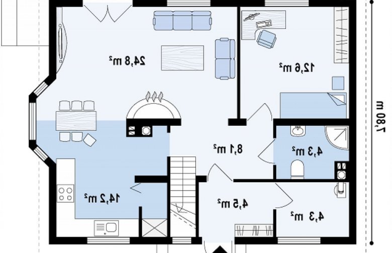 Projekt domu z bala Z14 DL wbl - rzut parteru