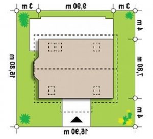 Usytuowanie budynku Z14 DL wbl w wersji lustrzanej