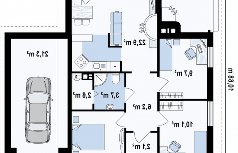 Projekt domu parterowego Z16 GP - rzut parteru