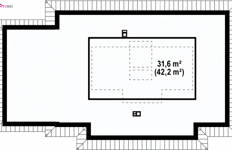 Projekt domu parterowego Z23 GL - rzut poddasza