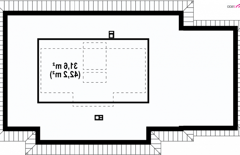Projekt domu parterowego Z23 GL - rzut poddasza