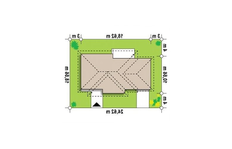 Projekt domu parterowego Z23 GL - Usytuowanie - wersja lustrzana