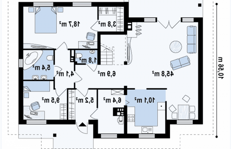 Projekt domu z poddaszem Z23 v2 - rzut parteru