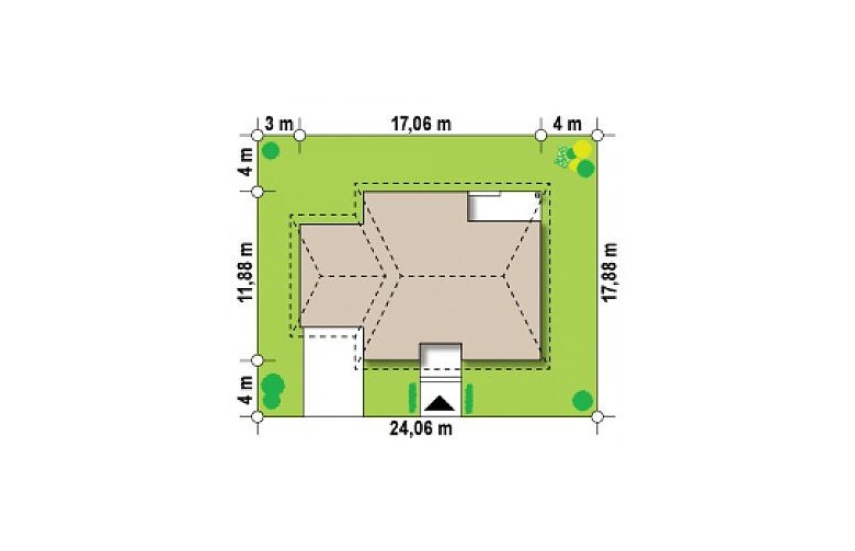 Projekt domu parterowego Z24 GL - Usytuowanie