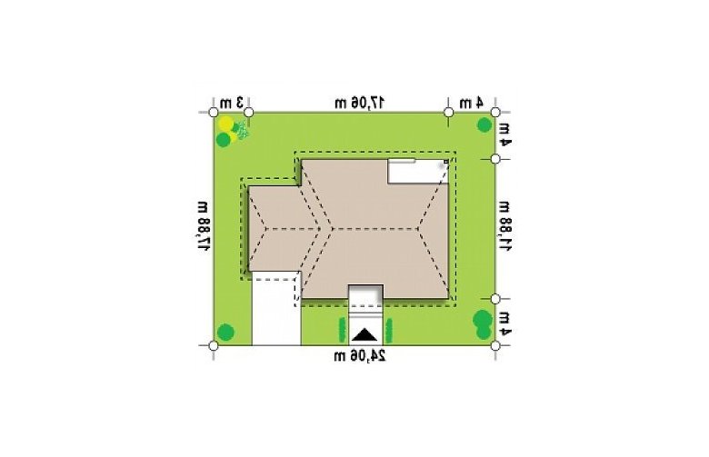 Projekt domu parterowego Z24 L GP - Usytuowanie - wersja lustrzana