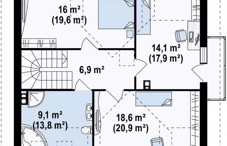 Projekt domu z poddaszem Z28 v2 - rzut poddasza