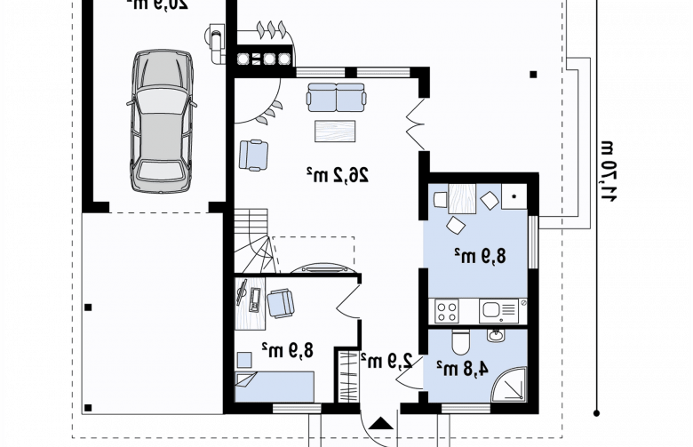 Projekt domu z bala Z30 d WP ptw - rzut parteru