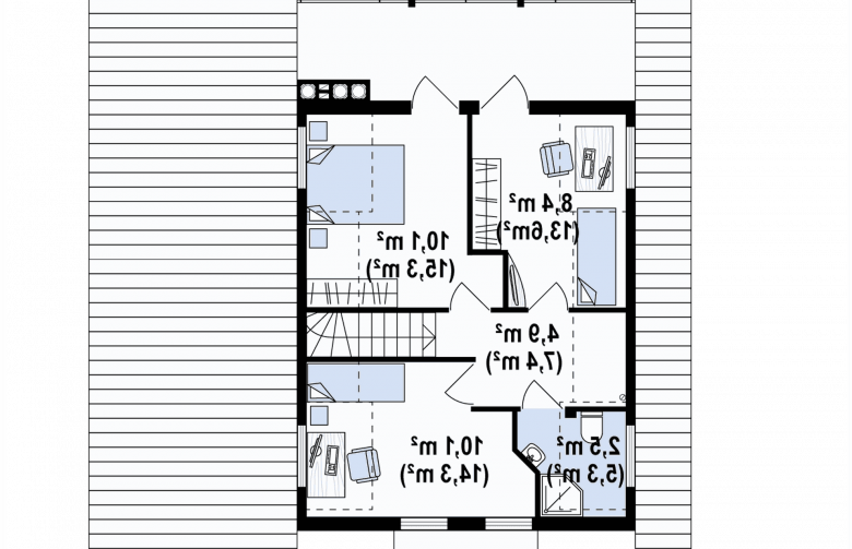 Projekt domu z bala Z30 d WP ptw - rzut poddasza