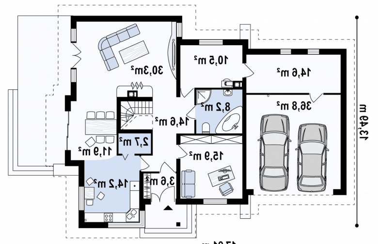 Projekt domu z poddaszem Z31 v2.0 - rzut parteru