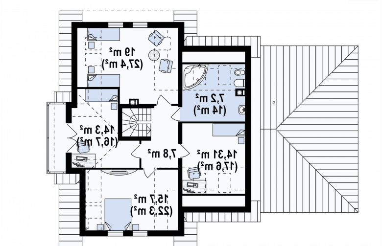 Projekt domu z poddaszem Z31 v2.0 - rzut poddasza