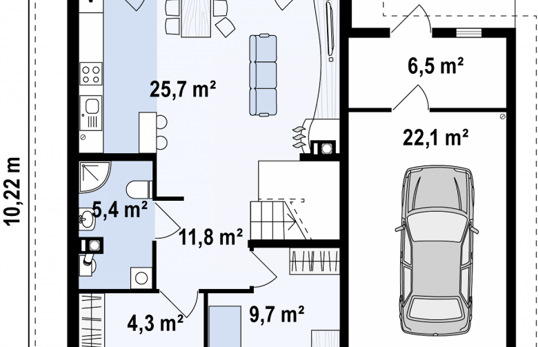 Projekt domu z bala Z38 D  GP - rzut parteru