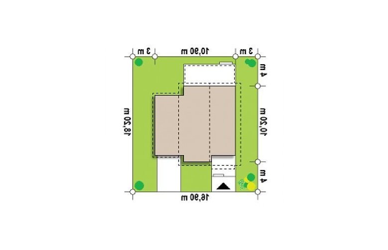 Projekt domu z bala Z38 D  GP - Usytuowanie - wersja lustrzana