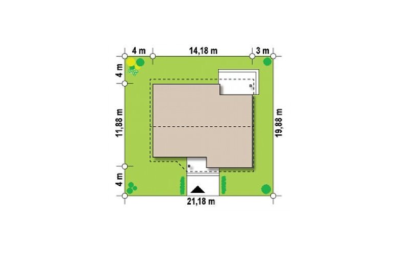 Projekt domu parterowego Z41 + - Usytuowanie