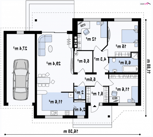 RZUT PARTERU Z41 GP - wersja lustrzana