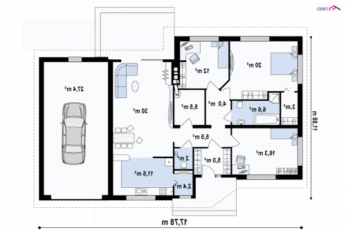 RZUT PARTERU Z41 + GP - wersja lustrzana