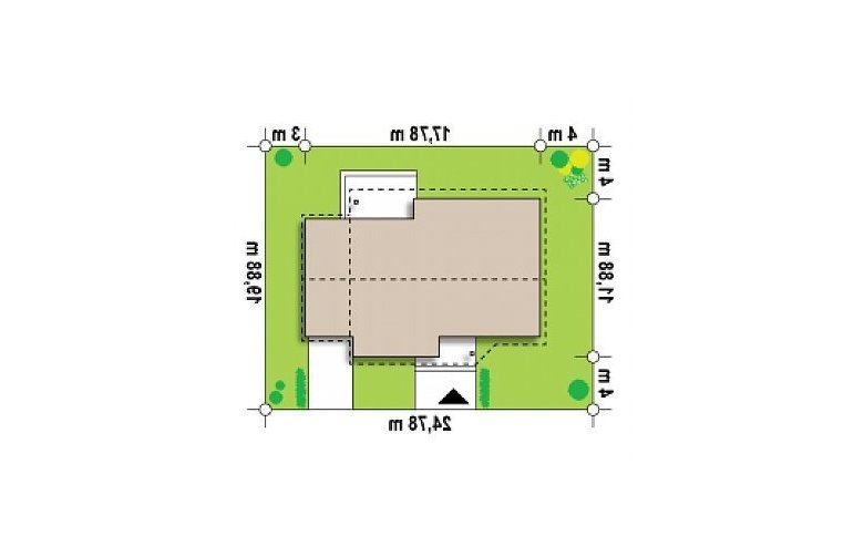 Projekt domu parterowego Z41 + GP - Usytuowanie - wersja lustrzana