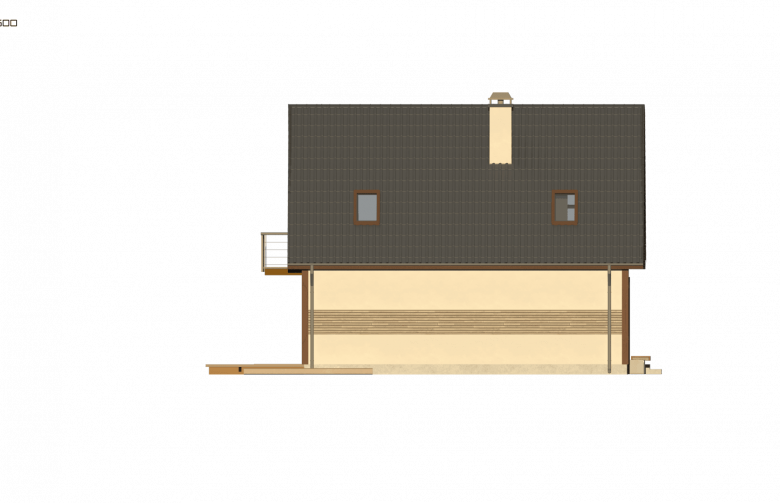 Projekt domu z poddaszem Z45 GP ptg - elewacja 2