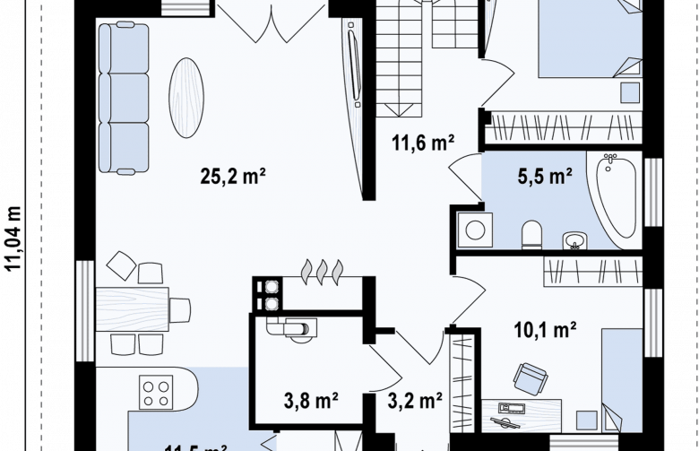 Projekt domu z poddaszem Z64 a - rzut parteru