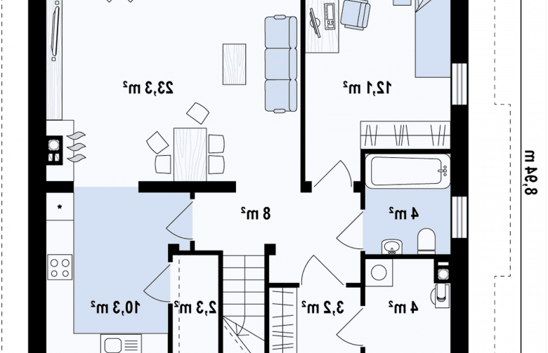 Projekt domu z poddaszem Z65 v2 - rzut parteru