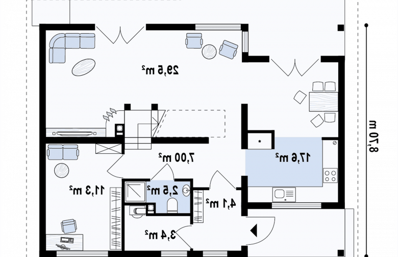 Projekt domu z bala Z66 D - rzut parteru