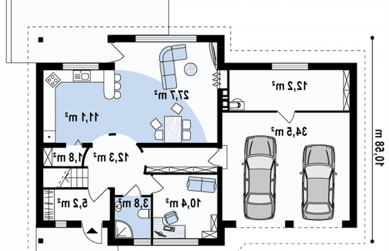 Projekt domu z poddaszem Z68 GL2 - rzut parteru